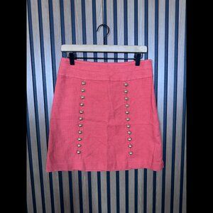 Cidra Skirt 4 Womens Pink Textured Acetate Lined Button Accent Twill